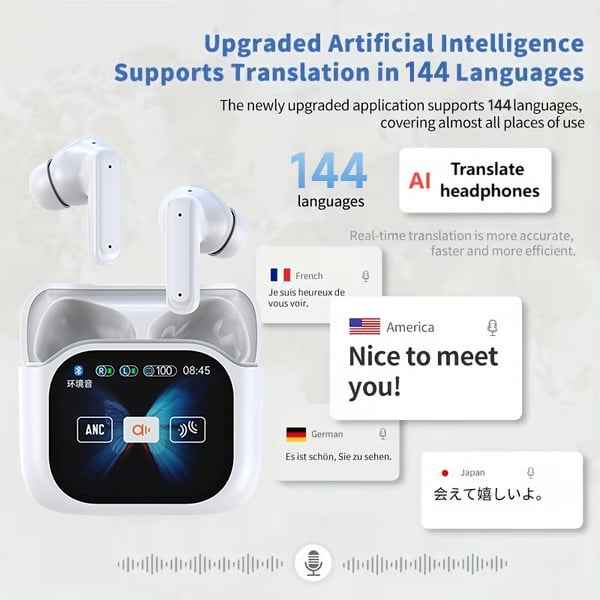 Synapik Wireless Bluetooth Translation Earphone With LED display screen(Fit iOS & Android)