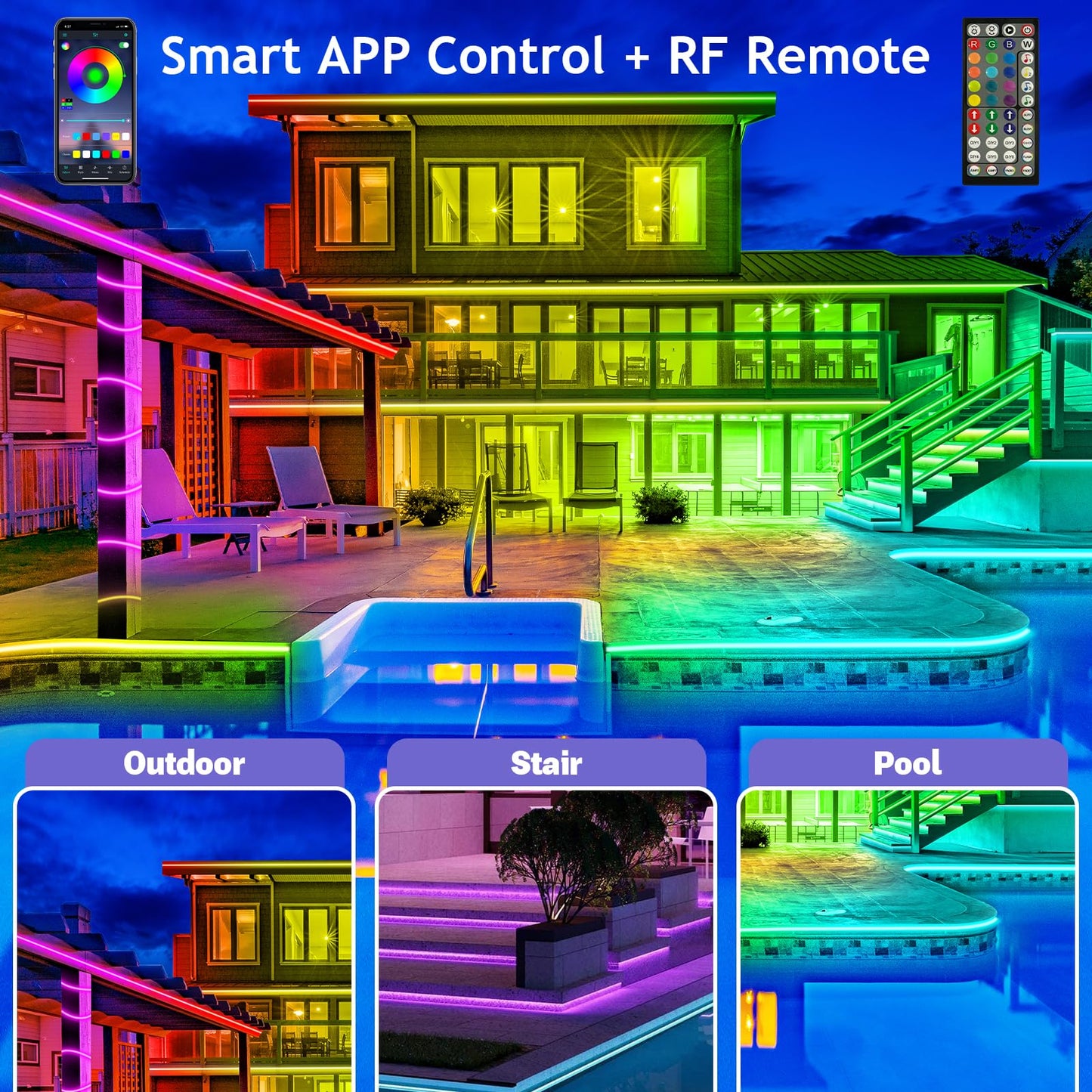 Synapik Smart Rainbow LED Permanent Outdoor Light - Smartlight
