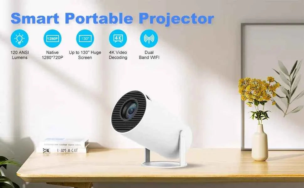 Synapik Smart Mini Projector with WiFi & Bluetooth – Turn Any Wall into a 130” Home Theater