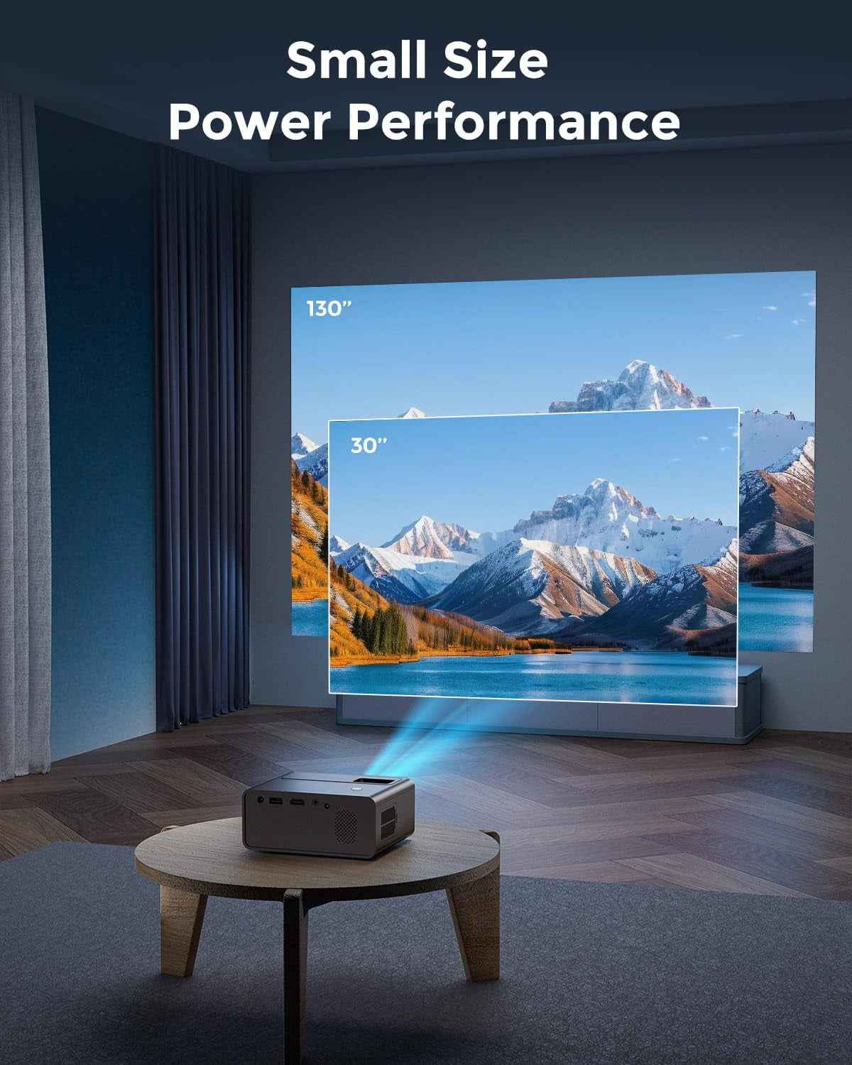 Synapik Mini Projector 1080P Portable Projector Compatible with iPhone/Android/PS4/Laptop/TV Stick, Built-in Hi-Fi Speaker, for Home Theater/Indoor Outdoor Movies/Gaming