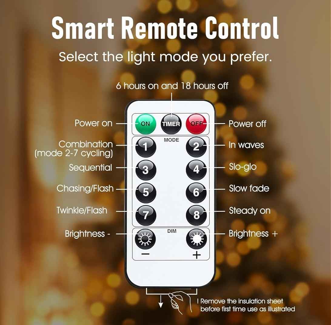 Synapik 8 Modes 100-600 Christmas LED Firefly Twinkle String Lights