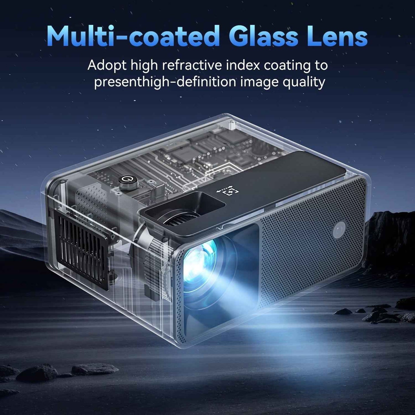 Synapik Mini Projector 1080P Portable Projector Compatible with iPhone/Android/PS4/Laptop/TV Stick, Built-in Hi-Fi Speaker, for Home Theater/Indoor Outdoor Movies/Gaming