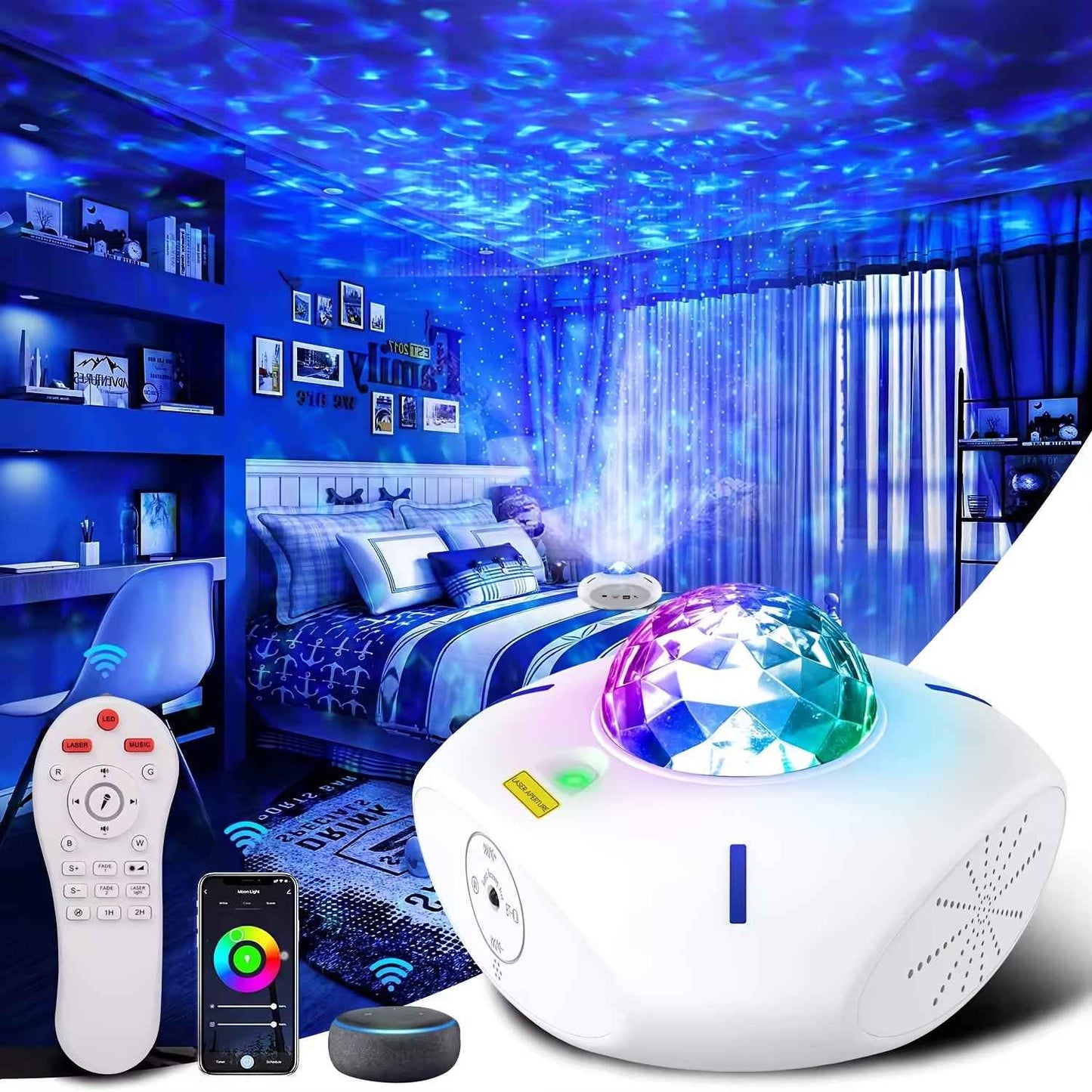 Synapik WiFi Smart Starry Sky Light Projector for Captivating Home Atmosphere