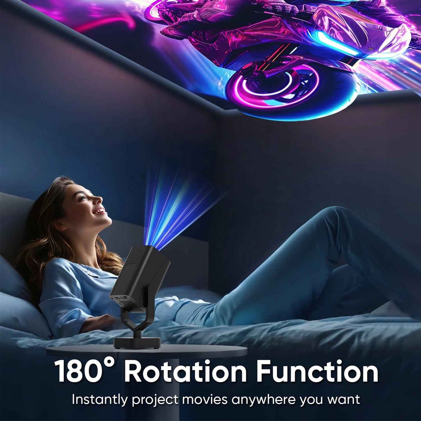 Synapik Bluetooth Projector, 1080P Support Portable Projector with Auto Keystone, Compatible with TV Stick/HDMI/USB, for Home/Party/Outdoor Use