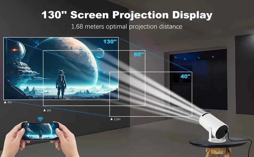 Synapik Smart Mini Projector with WiFi & Bluetooth – Turn Any Wall into a 130” Home Theater