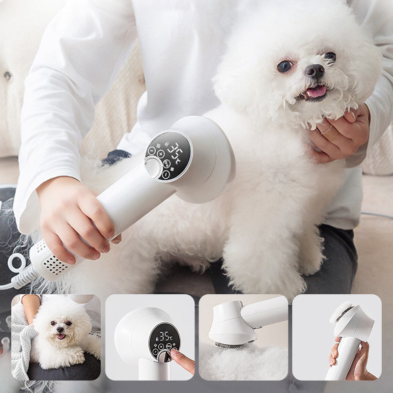Synapik Low Noise Pet Hair Dryer with Slicker Brush for Gentle Grooming