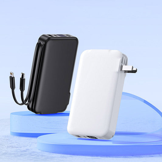 Synapik Multifunctional Portable Charger with Built-in Plug for On-the-Go Power