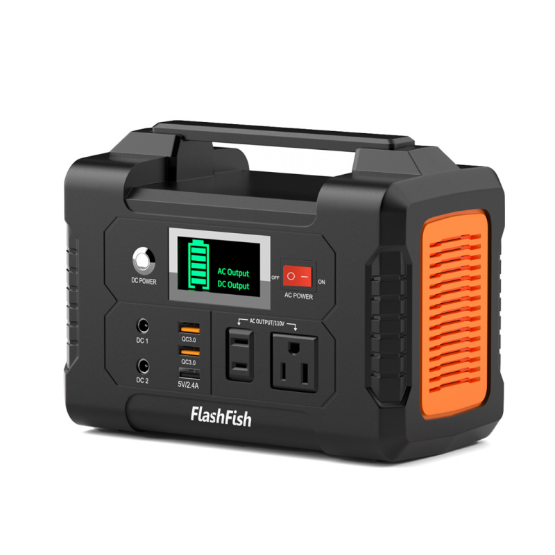 Synapik FlashFish 200W Portable Solar Generator - Power Station with LCD Display for Blackouts & Camping