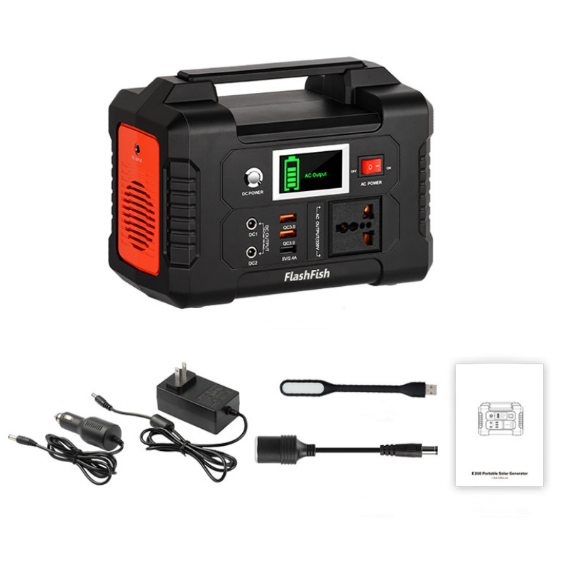 Synapik FlashFish 200W Portable Solar Generator - Power Station with LCD Display for Blackouts & Camping