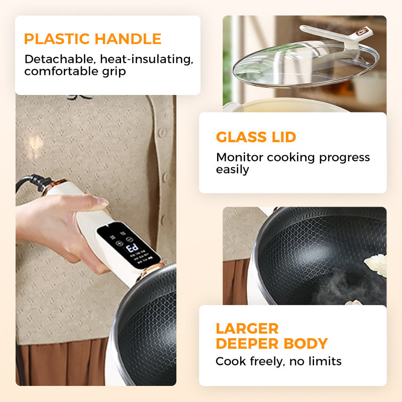 Synapik Non-stick Electric Wok for Effortless Cooking and Stir-Frying