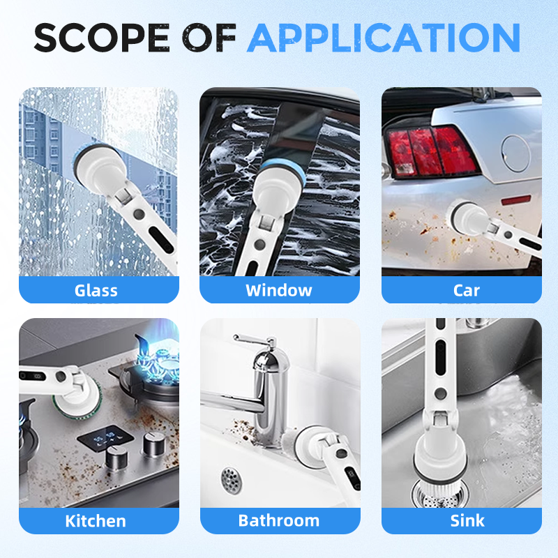 Synapik Multifunctional Electric Cleaning Brush 12-Piece Set