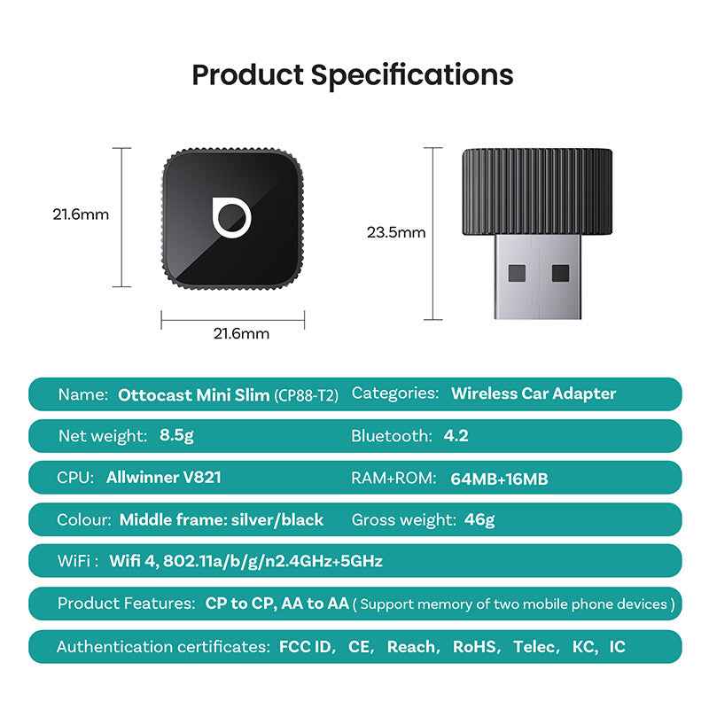 Synapik Mini 3.0 Ultra Cube wireless CarPlay Android Auto Adapter