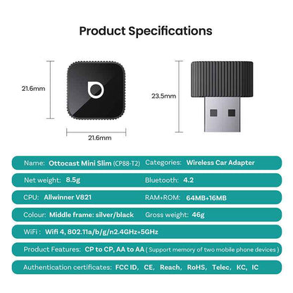 Synapik Mini 3.0 Ultra Cube wireless CarPlay Android Auto Adapter