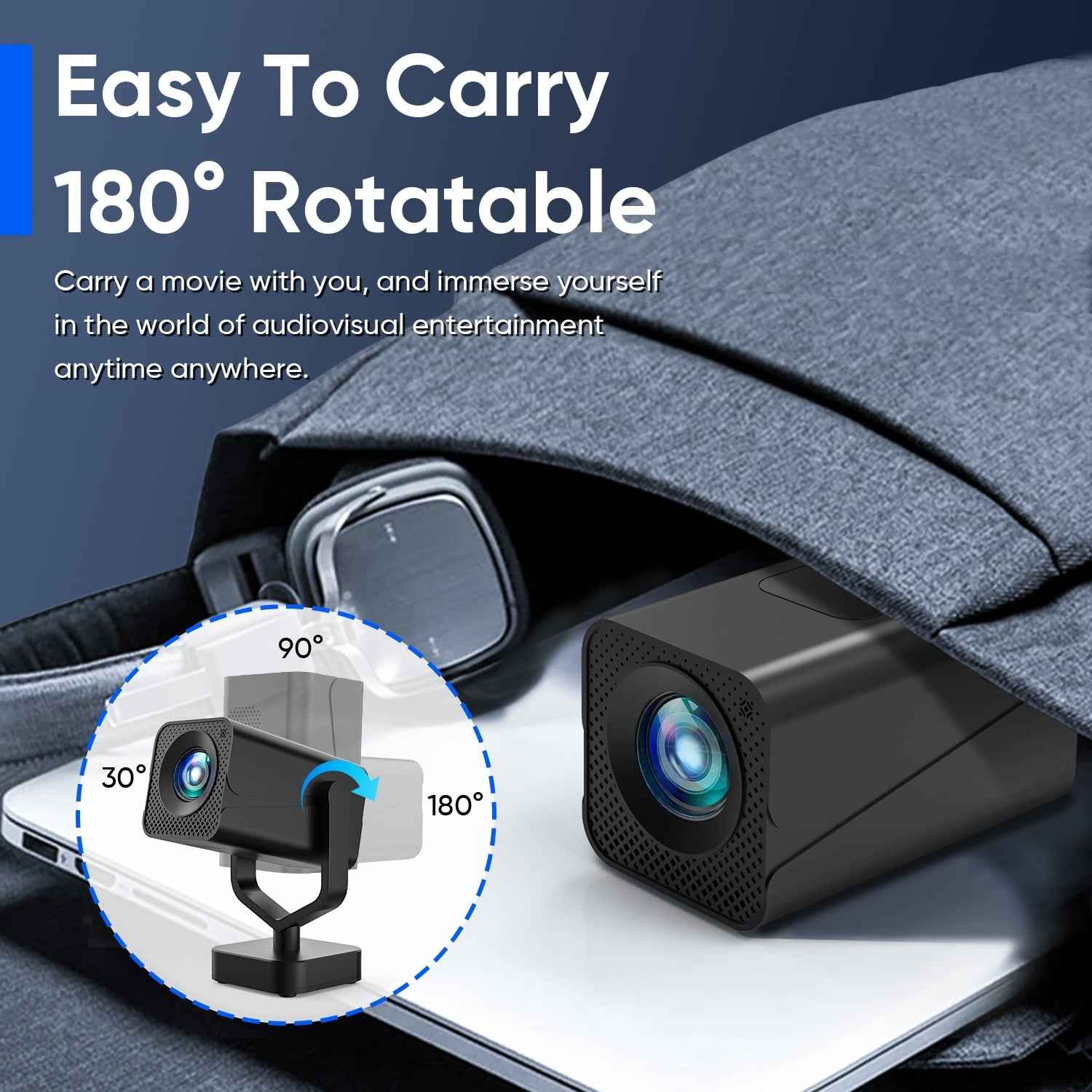 Synapik Bluetooth Projector, 1080P Support Portable Projector with Auto Keystone, Compatible with TV Stick/HDMI/USB, for Home/Party/Outdoor Use