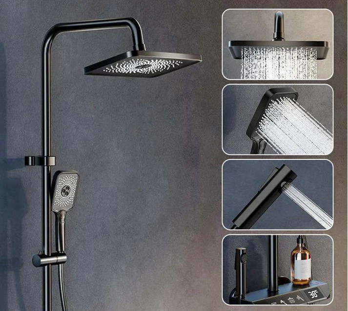 Synapik Intelligent Pressurized Thermostatic Digital Display Shower Faucet Set
