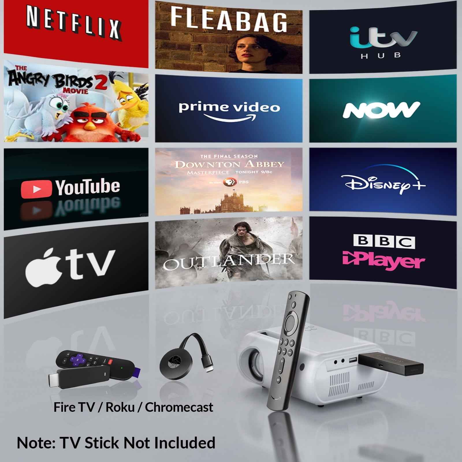 Synapik Mini Projector, Portable Projector Portable Outdoor Projection for iOS/Android/PS5 White