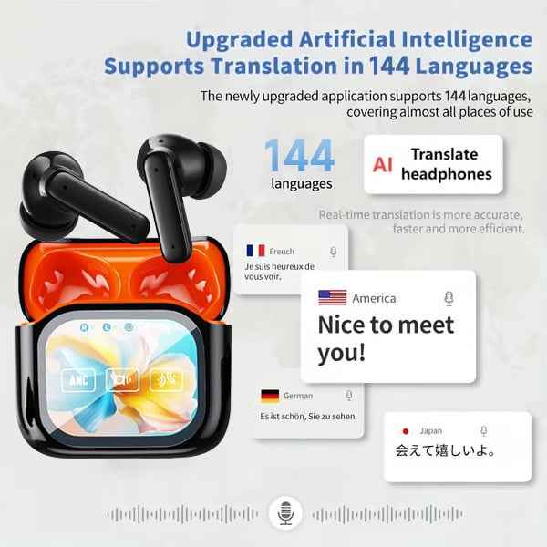 Synapik Wireless Bluetooth Translation Earphone With LED display screen(Fit iOS & Android)