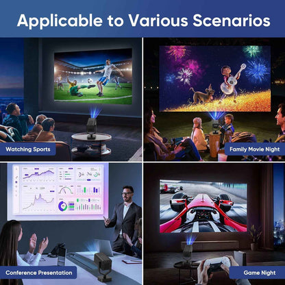 Synapik Bluetooth Projector, 1080P Support Portable Projector with Auto Keystone, Compatible with TV Stick/HDMI/USB, for Home/Party/Outdoor Use