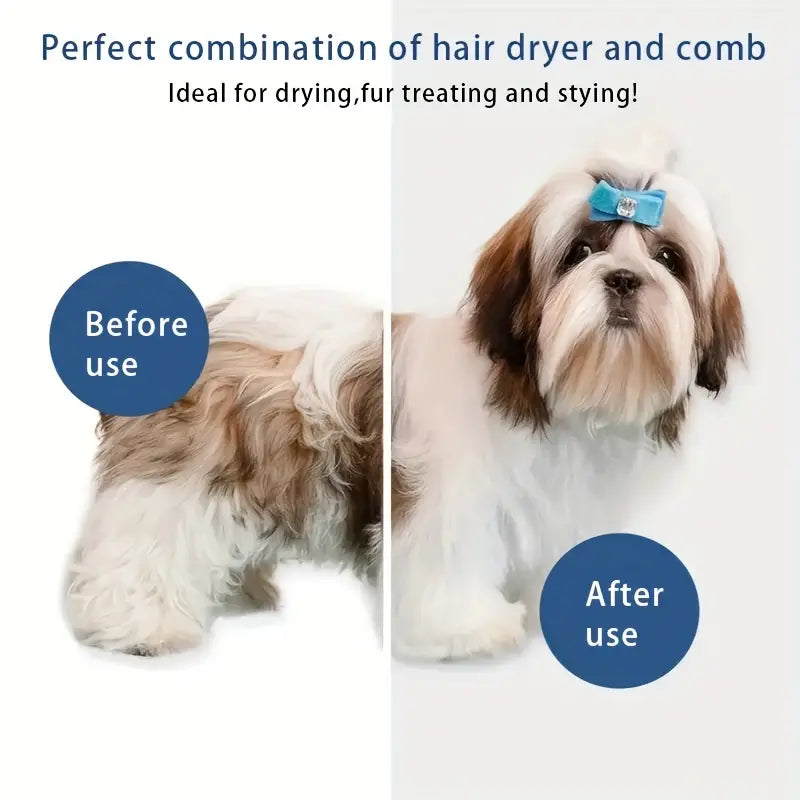 Synapik Pet Hair Dryer Comb - 3 in 1 Effortless Grooming Tool for Pets