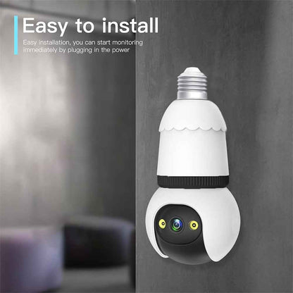 Synapik 2MP Light Bulb Security Camera 2.4GHz Wireless Outdoor Indoor Camera with Night Vision
