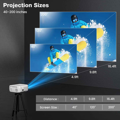 Synapik 4K Support Portable Projector with Wifi and Bluetooth Mini Projector with Speaker FHD Native 1080P Projectors for Outdoor Movies Home Theater