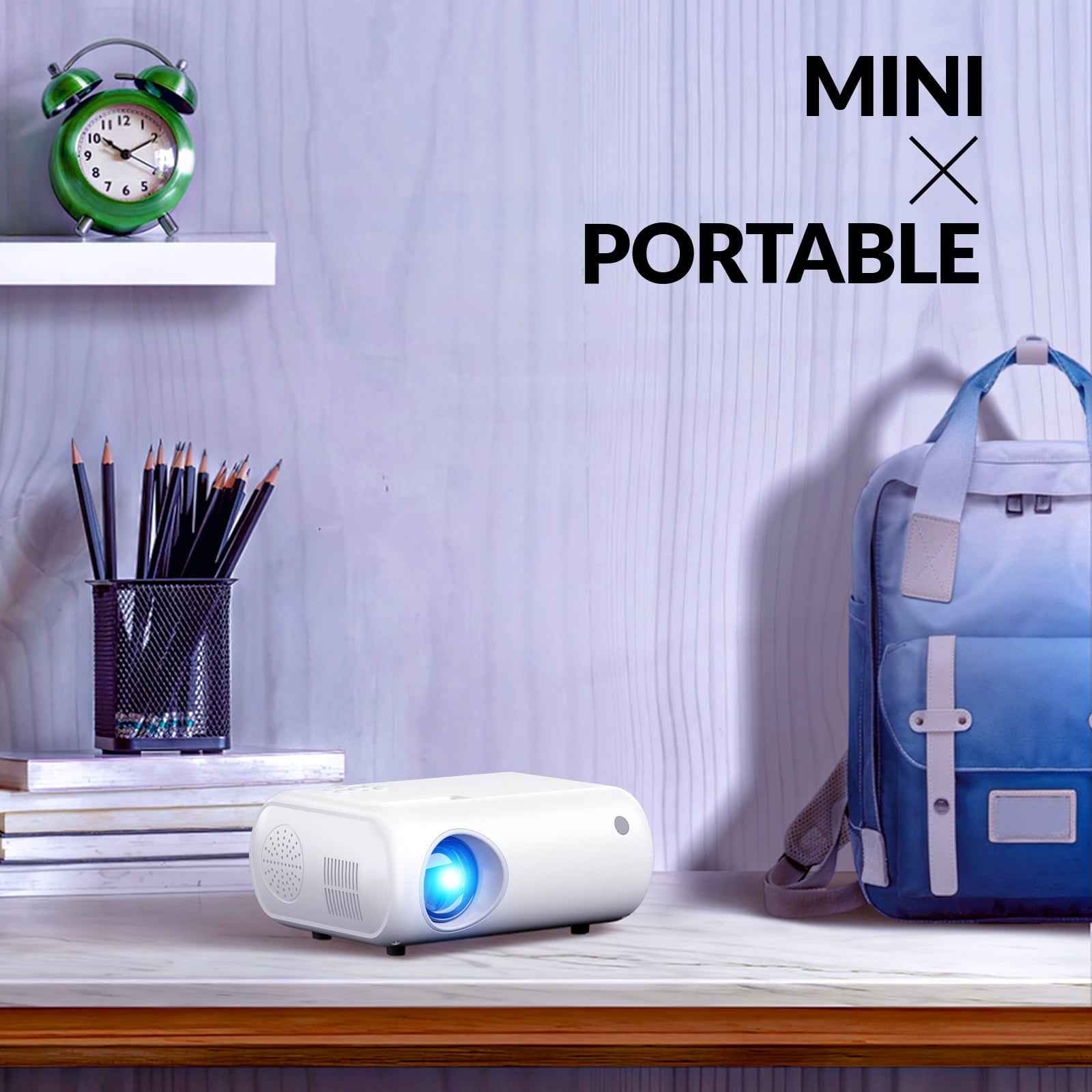 Synapik Mini Projector, Portable Projector Portable Outdoor Projection for iOS/Android/PS5 White