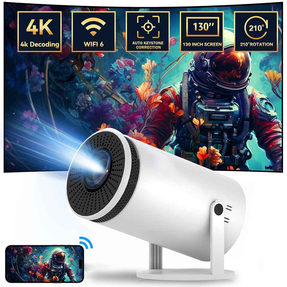 Synapik Smart Mini Projector with WiFi & Bluetooth – Turn Any Wall into a 130” Home Theater