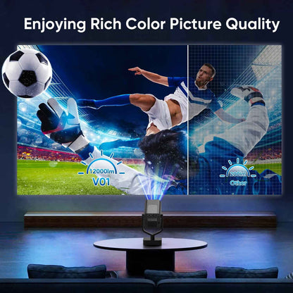 Synapik Bluetooth Projector, 1080P Support Portable Projector with Auto Keystone, Compatible with TV Stick/HDMI/USB, for Home/Party/Outdoor Use