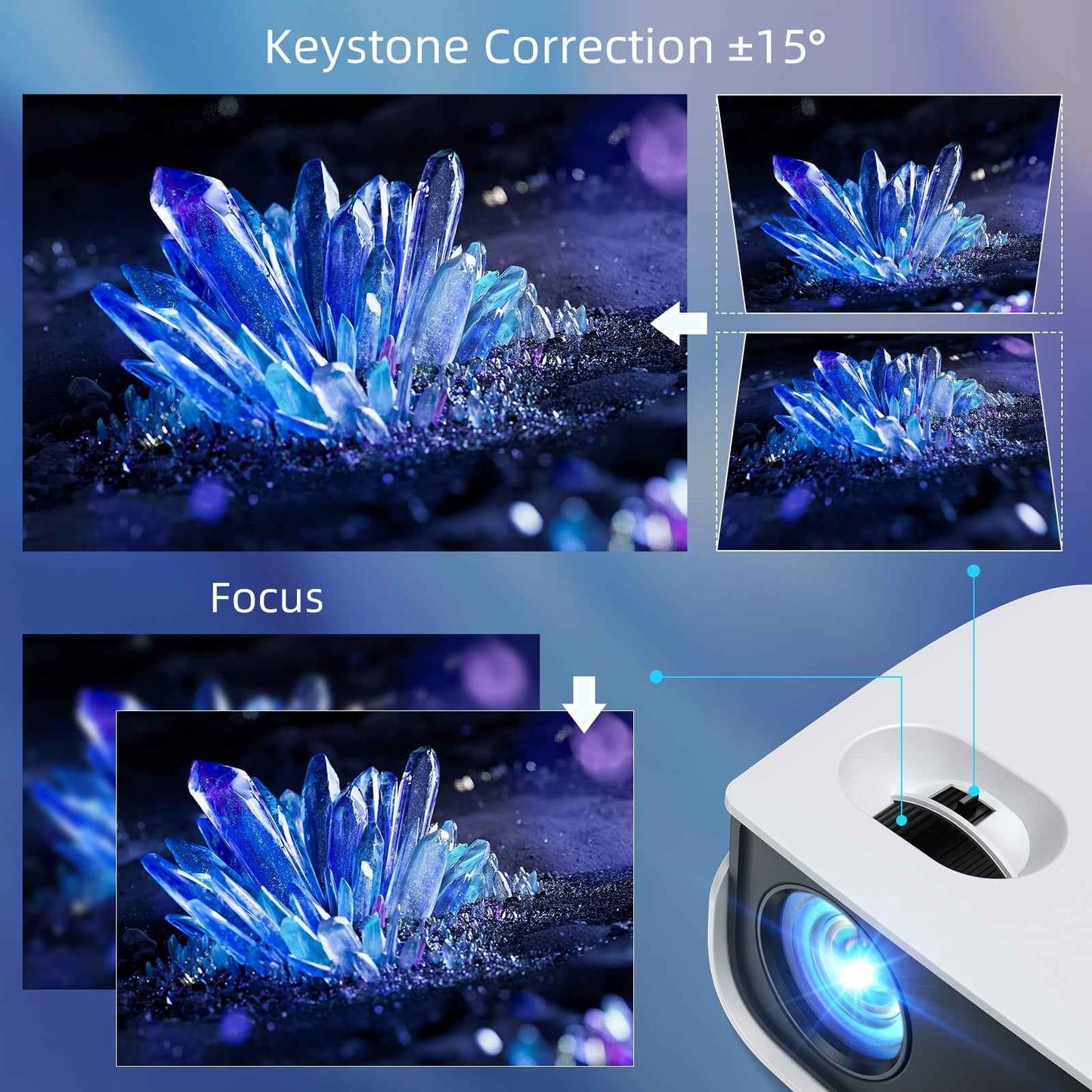 Synapik 1080P Mini Projector with Bluetooth,Keystone Correction,up to Support 240'' Screen