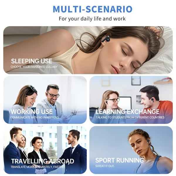 Synapik Wireless Bluetooth Translation Earphone With LED display screen(Fit iOS & Android)