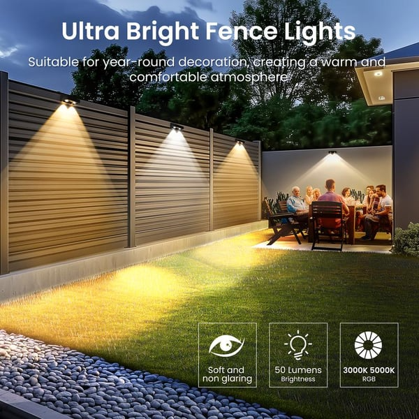 Synapik  Solar Fence Lights Outdoor