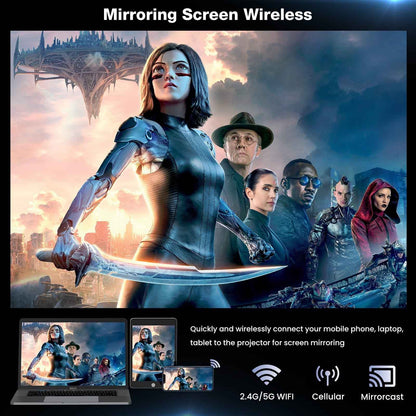 Synapik 4K Support Portable Projector with Wifi and Bluetooth Mini Projector with Speaker FHD Native 1080P Projectors for Outdoor Movies Home Theater