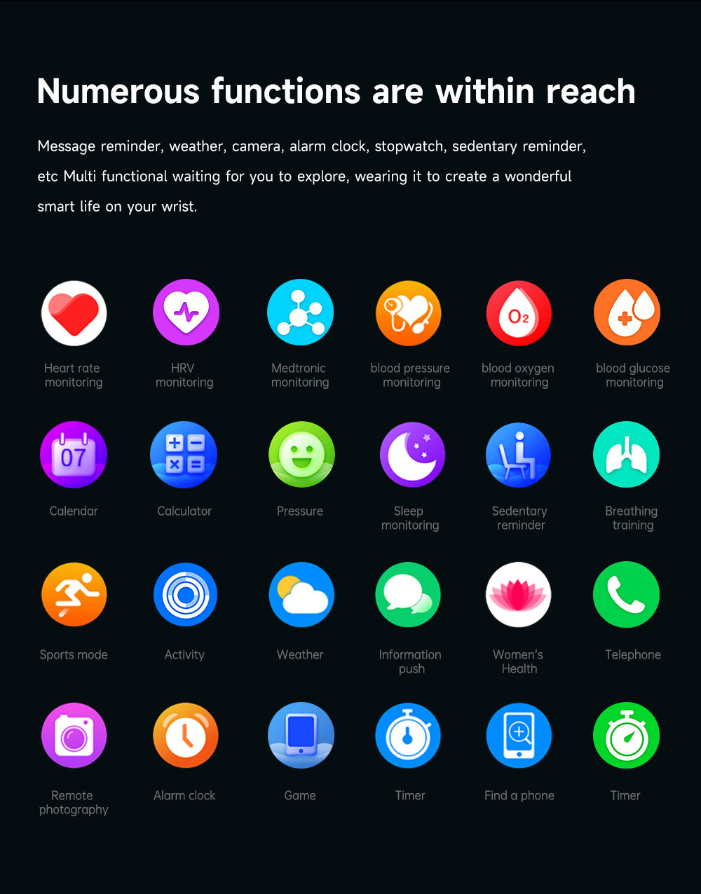 Synapik Smart Health Monitoring Watch - Track Your Wellness with Bluetooth Technology