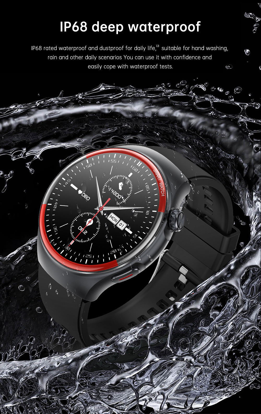 Synapik Smart Health Monitoring Watch - Track Your Wellness with Bluetooth Technology