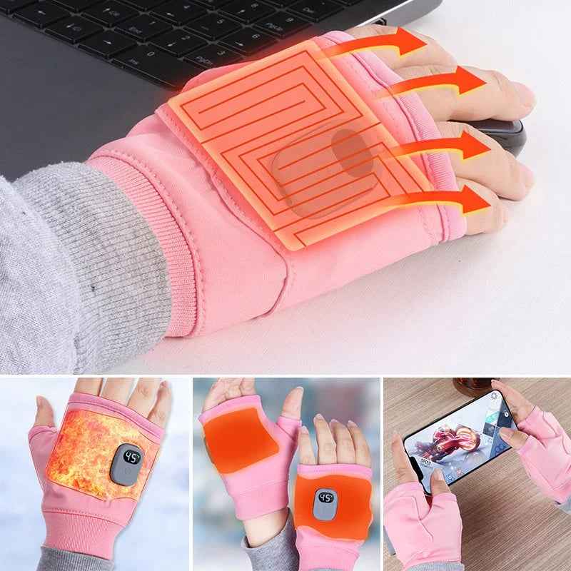 Synapik USB Adjustable heating gloves with digital display