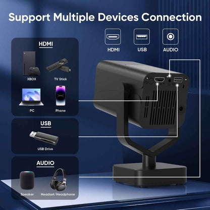 Synapik Bluetooth Projector, 1080P Support Portable Projector with Auto Keystone, Compatible with TV Stick/HDMI/USB, for Home/Party/Outdoor Use