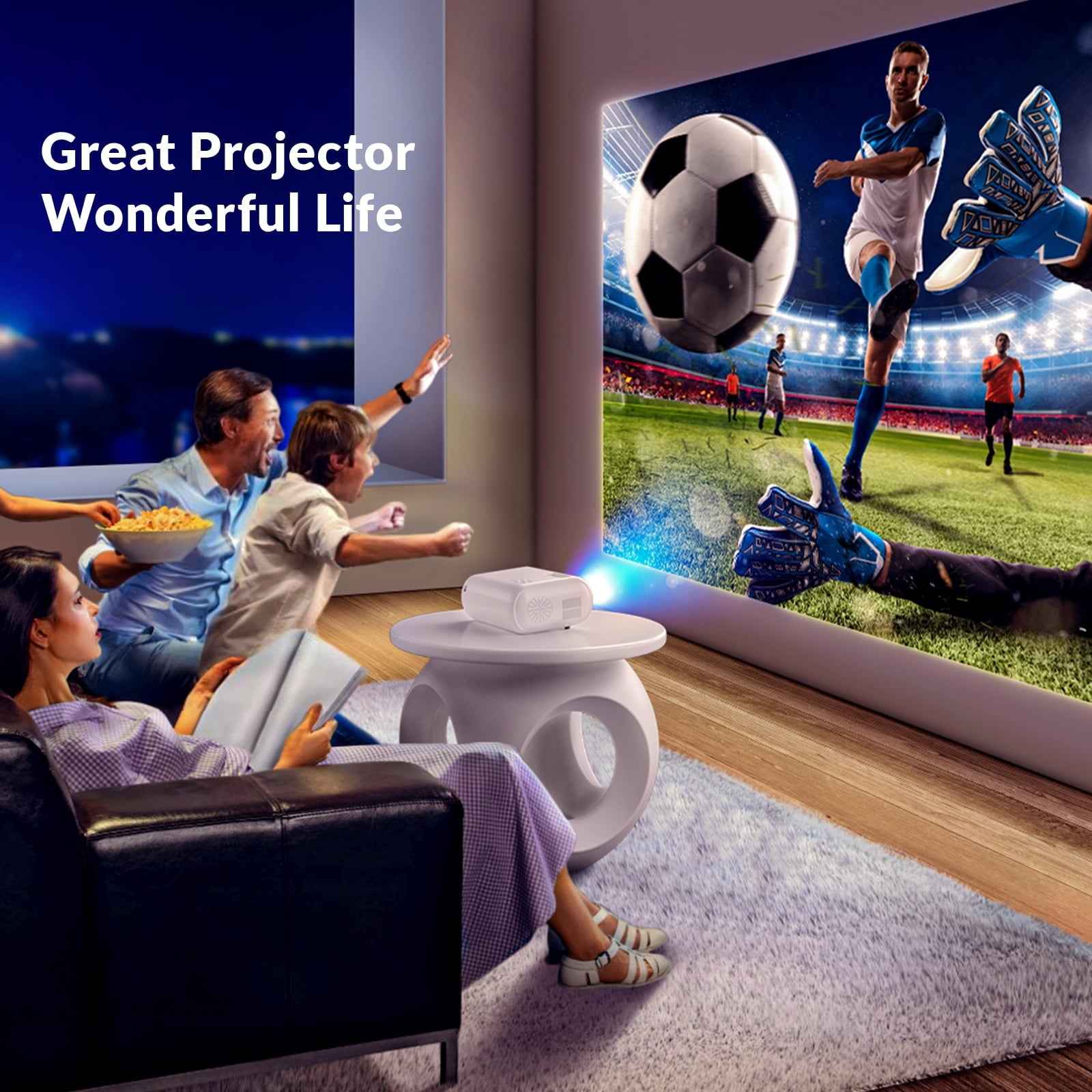 Synapik Mini Projector, Portable Projector Portable Outdoor Projection for iOS/Android/PS5 White