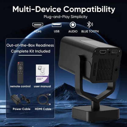 Synapik Bluetooth Projector, 1080P Support Portable Projector with Auto Keystone, Compatible with TV Stick/HDMI/USB, for Home/Party/Outdoor Use