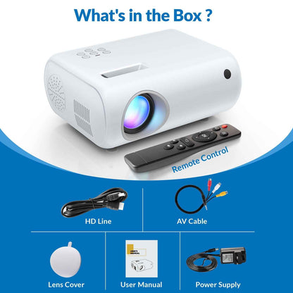 Synapik Mini Projector, Portable Projector Portable Outdoor Projection for iOS/Android/PS5 White