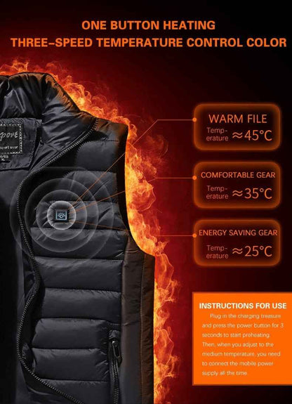 Synapik Two-touch LED Controller Heated Vest For Men & Women