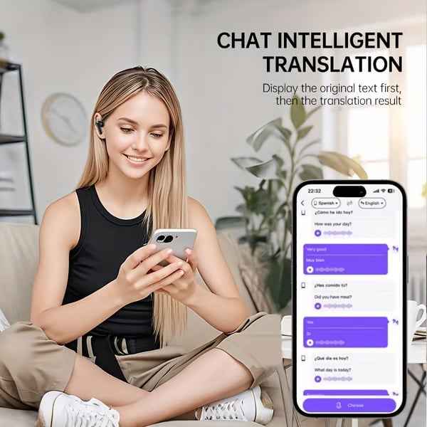 Synapik Wireless Bluetooth Translation Earphone With LED display screen(Fit iOS & Android)