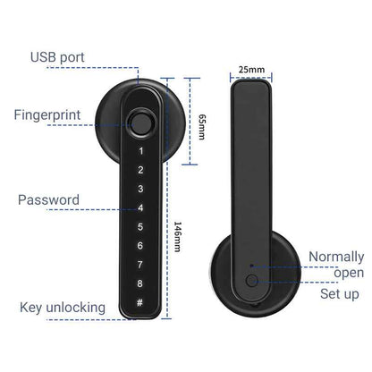 Synapik Fingerprint Smart Door Lock Handle With Bluetooth APP Control