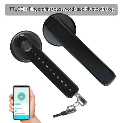 Synapik Fingerprint Smart Door Lock Handle With Bluetooth APP Control