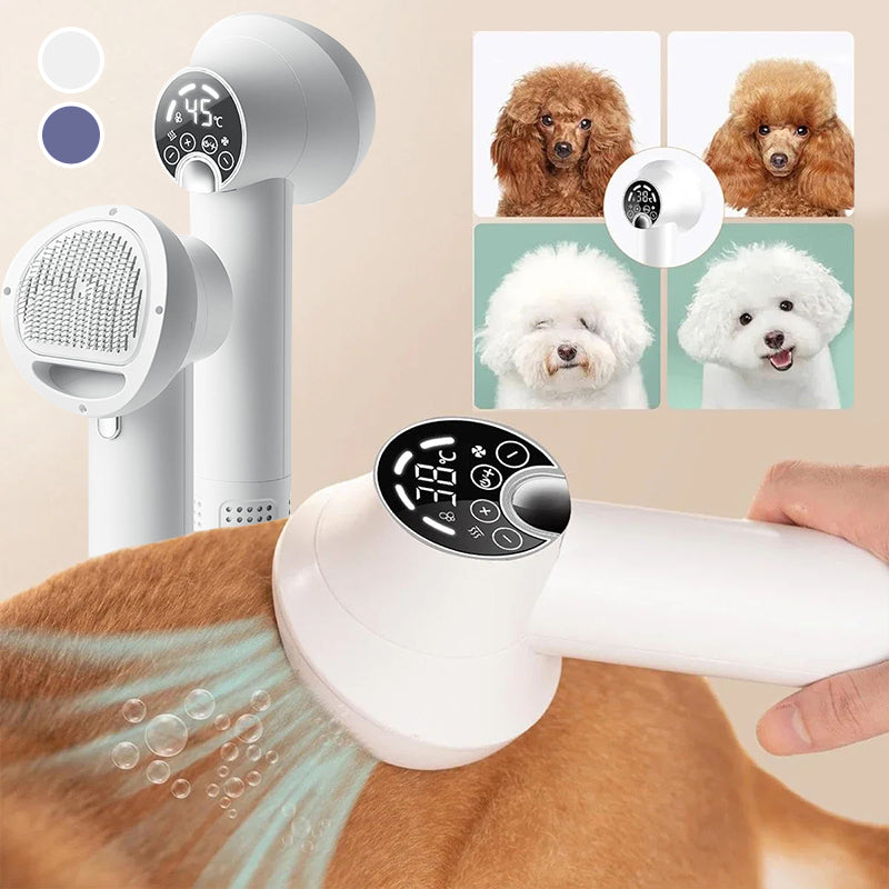 Synapik Low Noise Pet Hair Dryer with Slicker Brush for Gentle Grooming