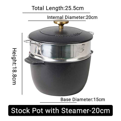 Synapik Multi-Functional Nonstick Stock Pot with Steamer for Versatile Cooking