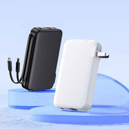 Synapik Multifunctional Portable Charger with Built-in Plug for On-the-Go Power