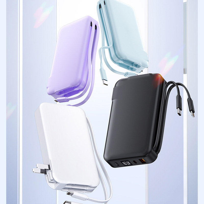 Synapik Multifunctional Portable Charger with Built-in Plug for On-the-Go Power