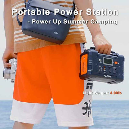 Synapik FlashFish 200W Portable Solar Generator - Power Station with LCD Display for Blackouts & Camping