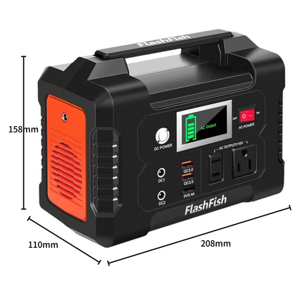 Synapik FlashFish 200W Portable Solar Generator - Power Station with LCD Display for Blackouts & Camping