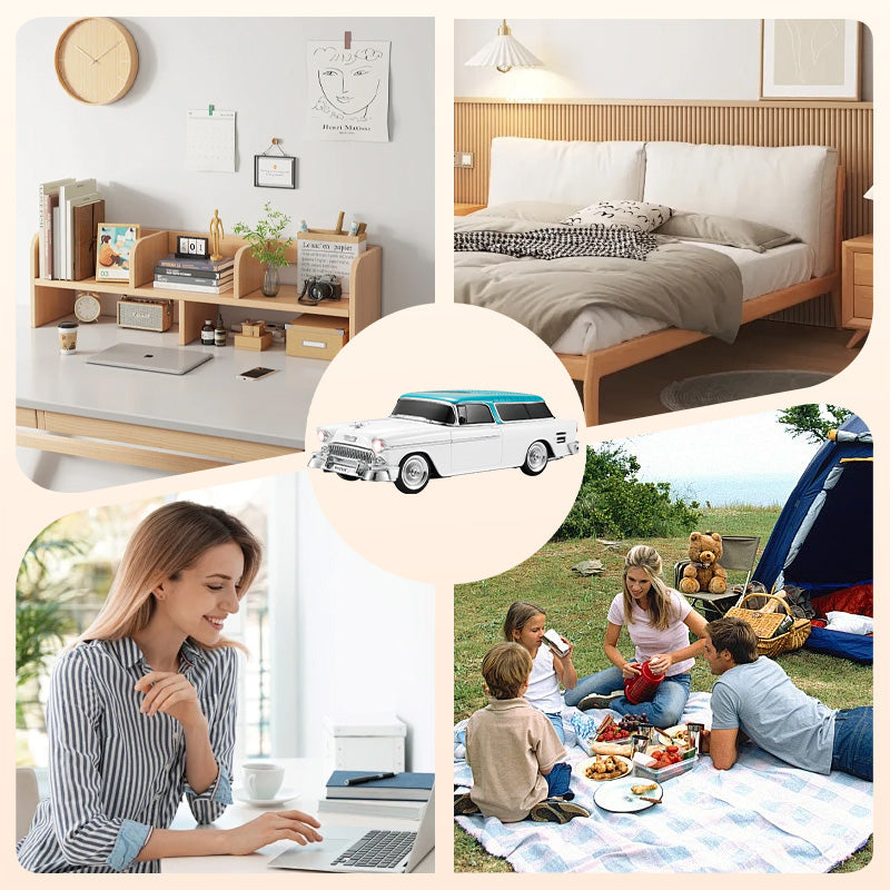 Synapik Retro Car Speaker - Vintage Style Wireless Bluetooth Sound System